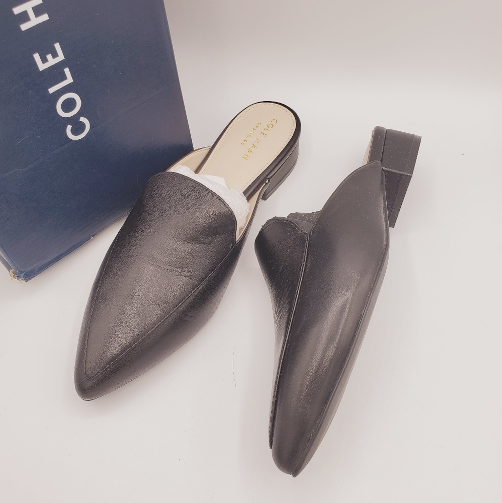 Cole Haan Black Leather Mules